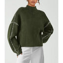 Blaise | Women's Long Sleeve Contrast Stitch Knit Sweater Turtleneck