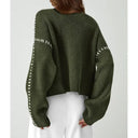 Blaise | Women's Long Sleeve Contrast Stitch Knit Sweater Turtleneck