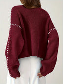 Blaise | Women's Long Sleeve Contrast Stitch Knit Sweater Turtleneck