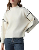 Blaise | Women's Long Sleeve Contrast Stitch Knit Sweater Turtleneck