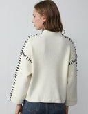 Blaise | Women's Long Sleeve Contrast Stitch Knit Sweater Turtleneck