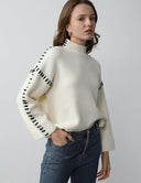Blaise | Women's Long Sleeve Contrast Stitch Knit Sweater Turtleneck