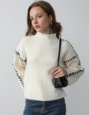 Blaise | Women's Long Sleeve Contrast Stitch Knit Sweater Turtleneck