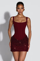 Blakeley | Women's Square Neck Sparkle Corset Mini Festive Party Dress