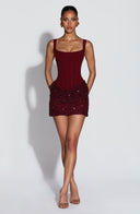 Blakeley | Women's Square Neck Sparkle Corset Mini Festive Party Dress