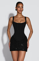 Blakeley | Women's Square Neck Sparkle Corset Mini Festive Party Dress