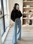 Blythe | Women's Crew Neck Drop Shoulder Wide Sleeve Oversized Knit Sweater