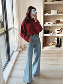 Blythe | Women's Crew Neck Drop Shoulder Wide Sleeve Oversized Knit Sweater