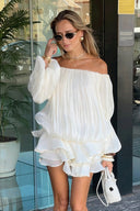 Bobbi | Women's Off Shoulder Puff Sleeve Tiered Ruffle Mini Cocktail Dress