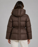 Brandi | Women's Drawstring Waist Zip Hooded Puffer Jacket