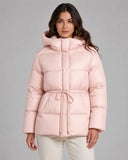 Brandi | Women's Drawstring Waist Zip Hooded Puffer Jacket