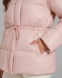 Brandi | Women's Drawstring Waist Zip Hooded Puffer Jacket