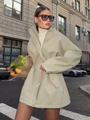 Brenda | Women's Drawstring Waist High Neck Utility Jacket