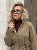 Brenda | Women's Drawstring Waist High Neck Utility Jacket