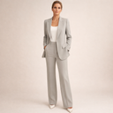 Briana | Women's Tailored Blazer Long Sleeve Pleated Straight Leg Two Piece Suit Set
