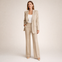 Briana | Women's Tailored Blazer Long Sleeve Pleated Straight Leg Two Piece Suit Set