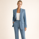 Briana | Women's Tailored Blazer Long Sleeve Pleated Straight Leg Two Piece Suit Set