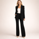 Briana | Women's Tailored Blazer Long Sleeve Pleated Straight Leg Two Piece Suit Set