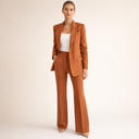 Briana | Women's Tailored Blazer Long Sleeve Pleated Straight Leg Two Piece Suit Set