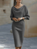 Bridget | Women's Batwing Sleeve Solid Midi Dress