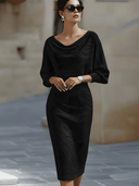 Bridget | Women's Batwing Sleeve Solid Midi Dress