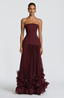 Brighton | Women's Strapless Drop Waist Pleated Maxi Autumn Wedding Guest Dress