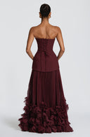 Brighton | Women's Strapless Drop Waist Pleated Maxi Autumn Wedding Guest Dress