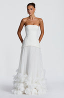 Brighton | Women's Strapless Drop Waist Pleated Maxi Autumn Wedding Guest Dress