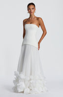 Brighton | Women's Strapless Drop Waist Pleated Maxi Autumn Wedding Guest Dress