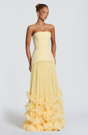 Brighton | Women's Strapless Drop Waist Pleated Maxi Autumn Wedding Guest Dress