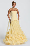Brighton | Women's Strapless Drop Waist Pleated Maxi Autumn Wedding Guest Dress