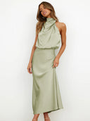 Briony | Women's Elegant Halter Neck Maxi Wedding Guest Dress