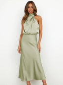 Briony | Women's Elegant Halter Neck Maxi Wedding Guest Dress