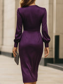 Bristol | Women's Draped Wrap Front Long Sleeve Midi Dress