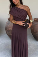 Brittany | Women's One Shoulder Mesh Maxi Dress