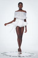 Brixton | Women's Off-Shoulder Ruffle Flower Mini Cocktail Dress