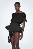Brixton | Women's Off-Shoulder Ruffle Flower Mini Cocktail Dress