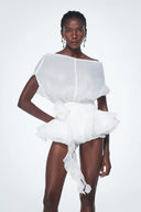 Brixton | Women's Off-Shoulder Ruffle Flower Mini Cocktail Dress