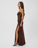 Caitlin | Women's Floral Lace Asymmetric Neck Maxi Dress with High Slit