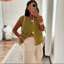 Camille | Women's Chunky Knit Button Front Vest Cardigan