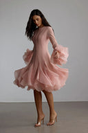 Campbell | Women's Layered Ruffle Sleeve Button Front Mini Dress