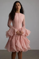 Campbell | Women's Layered Ruffle Sleeve Button Front Mini Dress