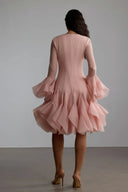 Campbell | Women's Layered Ruffle Sleeve Button Front Mini Dress