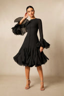 Campbell | Women's Layered Ruffle Sleeve Button Front Mini Dress