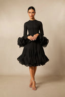 Campbell | Women's Layered Ruffle Sleeve Button Front Mini Dress