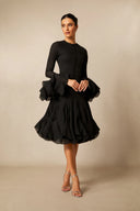 Campbell | Women's Layered Ruffle Sleeve Button Front Mini Dress
