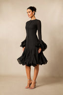 Campbell | Women's Layered Ruffle Sleeve Button Front Mini Dress