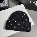 Candace | Women's Crystal Stud Ribbed Foldover Cuff Rhinestone Knit Beanie