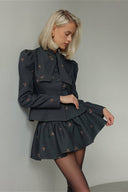 Carissa | Women's Bow Print High Neck Long Sleeve Flared Two Piece Set