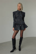 Carissa | Women's Bow Print High Neck Long Sleeve Flared Two Piece Set